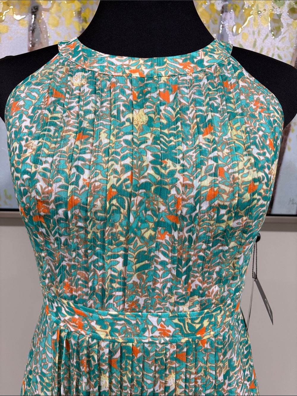 Adrianna Papell Multi Floral Halter Midi Dress - Size: 10 - Picture 2 of 13